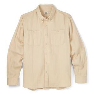 Flint and Tinder Men's Beige Double Gauze Button-Up Shirt - Large